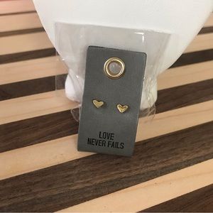 Tiny Gold Heart Stud Earrings